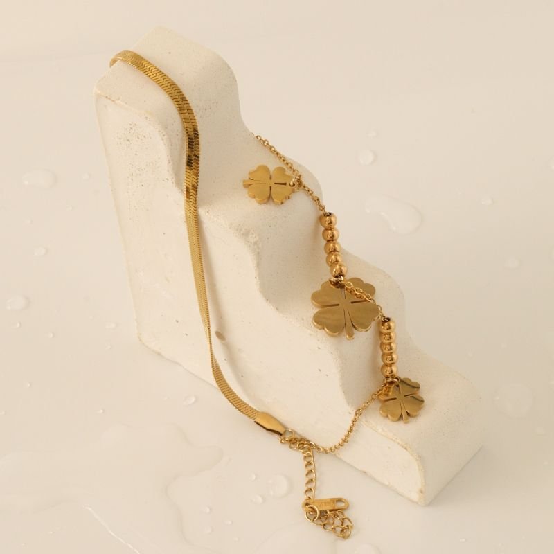 Pulseira Dupla de Trevo em Aço Inox (Linha Premium)