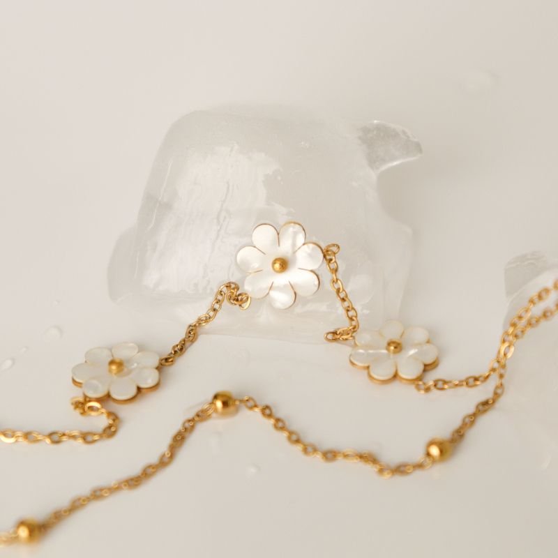 Pulseira Dupla Flor em Aço Inox(Linha Premium)