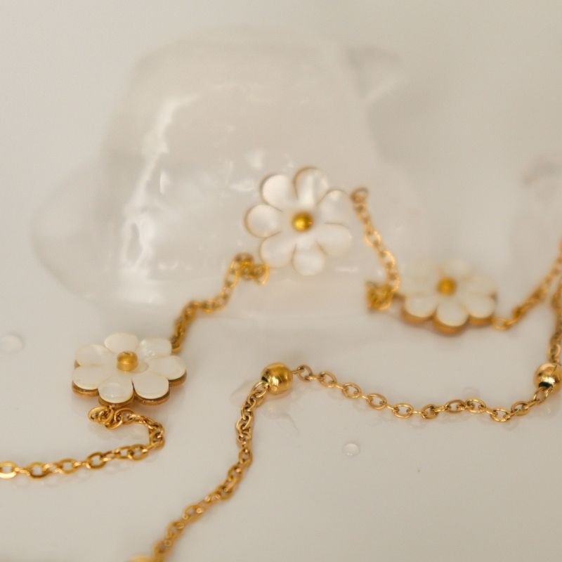 Pulseira Dupla Flor em Aço Inox(Linha Premium)