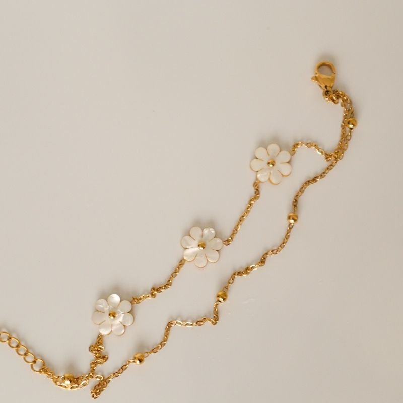 Pulseira Dupla Flor em Aço Inox(Linha Premium)