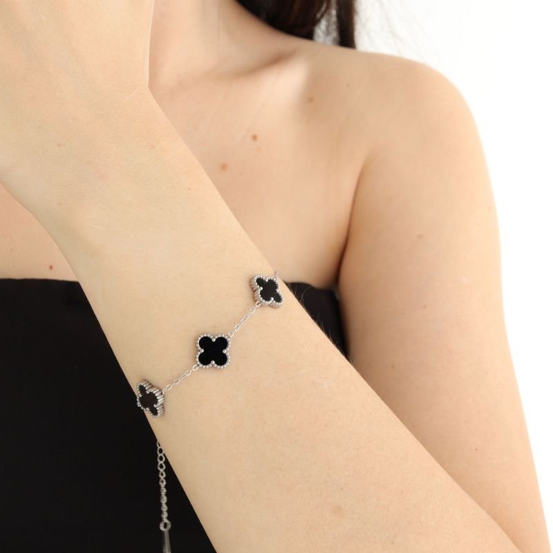 Pulseira Dupla Inspiração Van Cleef Maior em Aço Inox