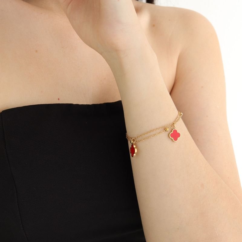 Pulseira Dupla Inspiração Van Red em Aço Inox