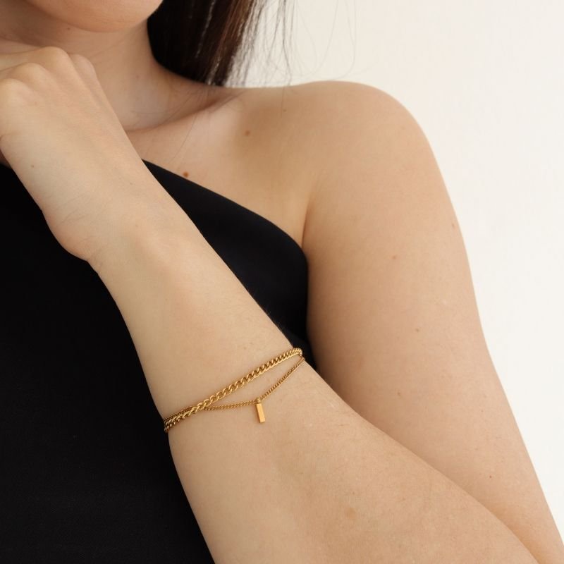 Pulseira Dupla Minimalista em Aço Inox