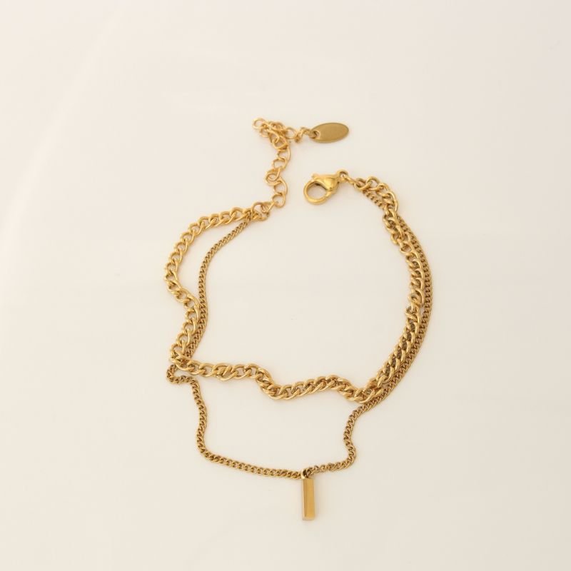 Pulseira Dupla Minimalista em Aço Inox