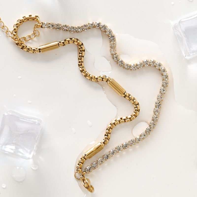 Pulseira Dupla Riviera em Aço Inox