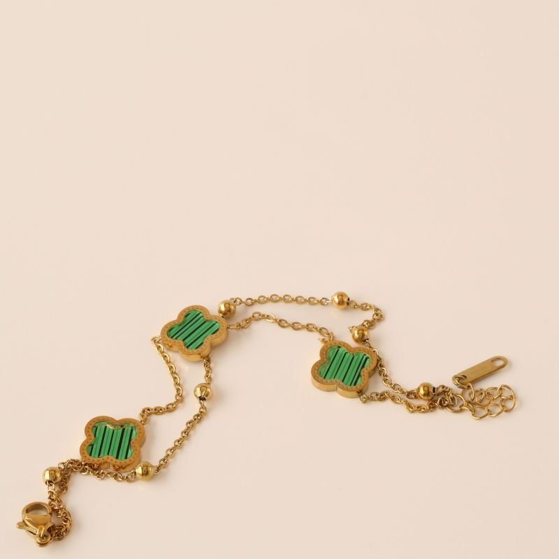 Pulseira Dupla Trevo em Aço Inox (Linha Premium)