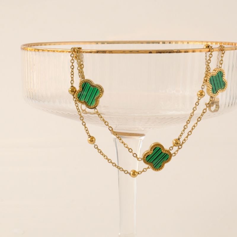 Pulseira Dupla Trevo em Aço Inox (Linha Premium)