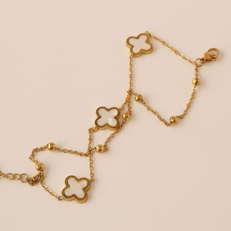 Pulseira Dupla Trevo em Aço Inox (Linha Premium)