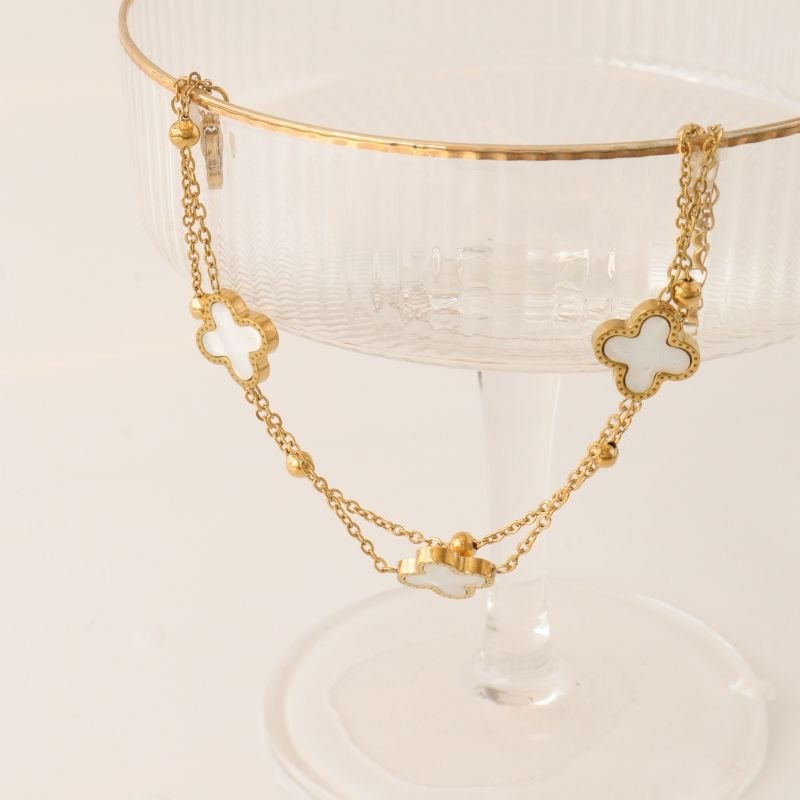 Pulseira Dupla Trevo em Aço Inox (Linha Premium)