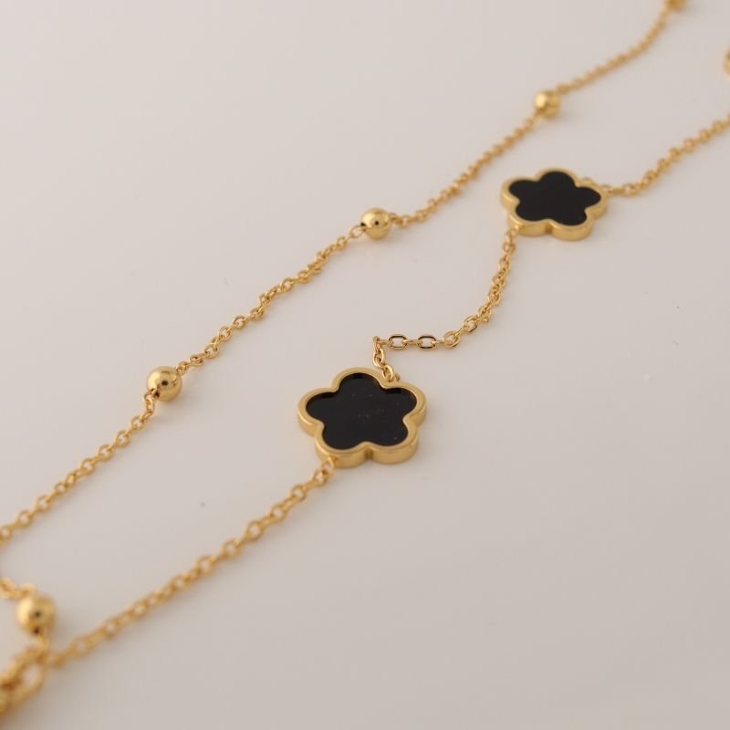 Pulseira Dupla Inspiração Van Cleef Black em Aço Inox