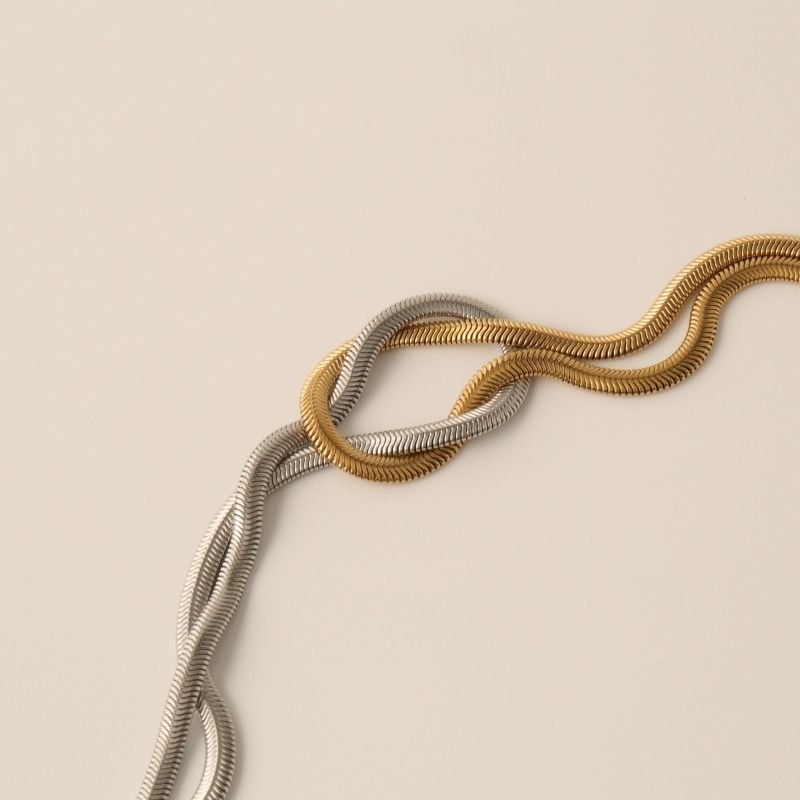 Pulseira em Malha Nó Bicolor em Aço Inox (Linha Premium)