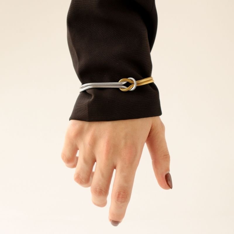 Pulseira em Malha Nó Bicolor em Aço Inox (Linha Premium)
