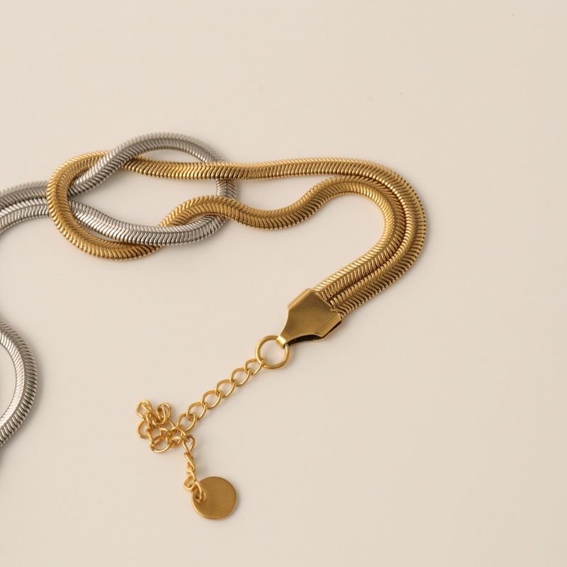 Pulseira em Malha Nó Bicolor em Aço Inox (Linha Premium)