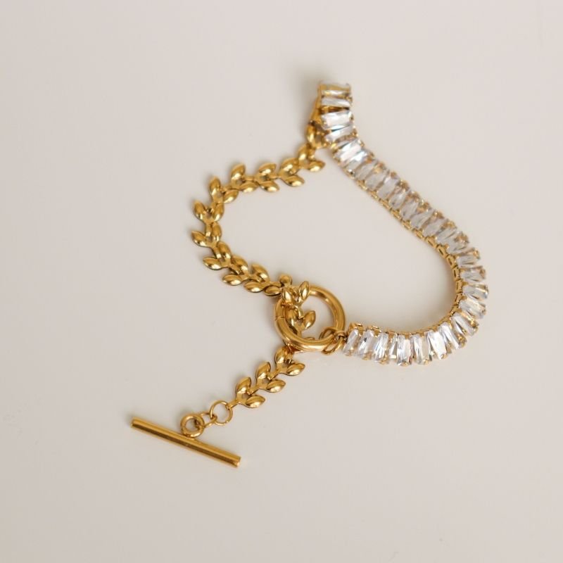 Pulseira Escamas com Cravejado em Aço Inox (Linha Premium)