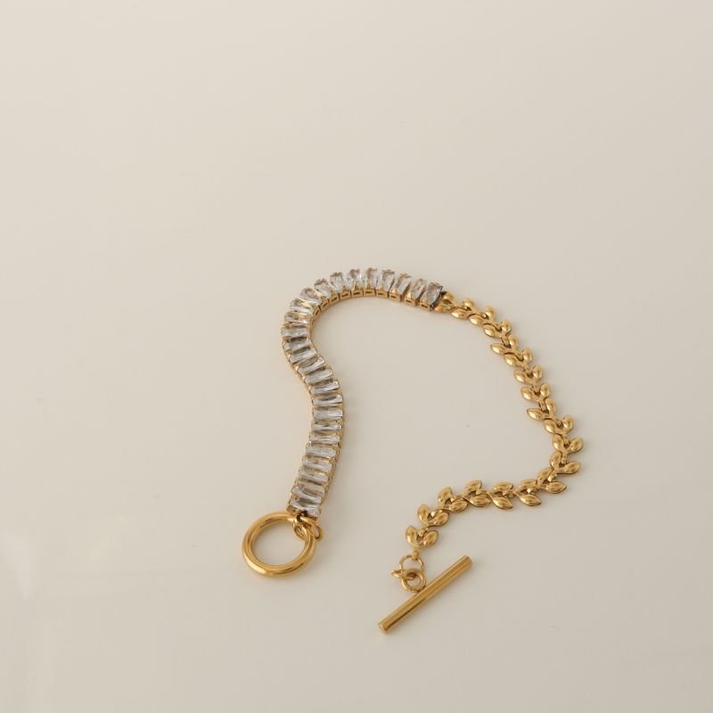 Pulseira Escamas com Cravejado em Aço Inox (Linha Premium)