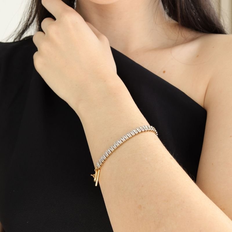 Pulseira Escamas com Cravejado em Aço Inox (Linha Premium)