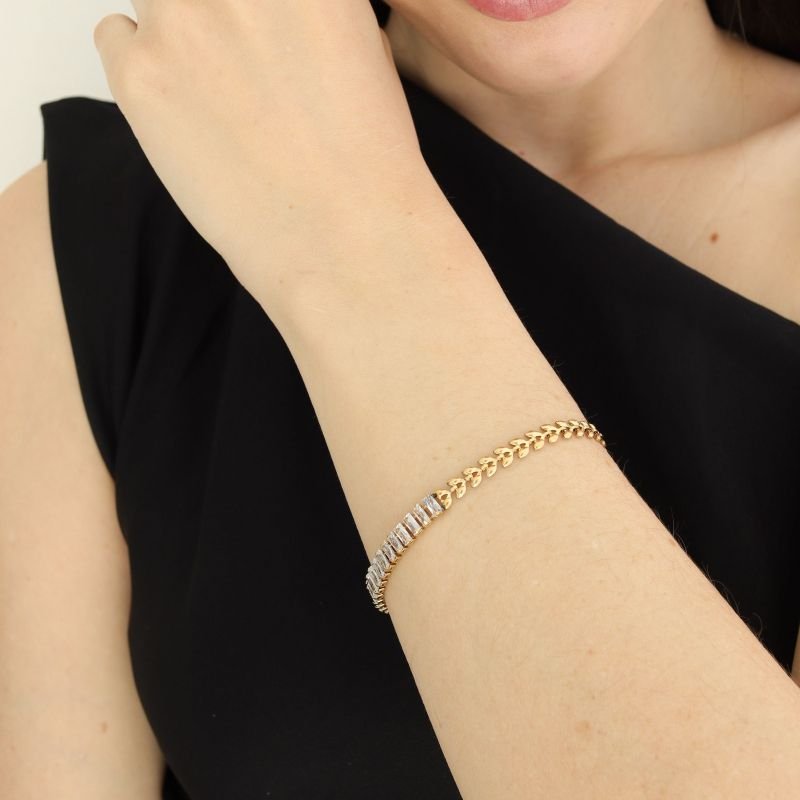 Pulseira Escamas com Cravejado em Aço Inox (Linha Premium)