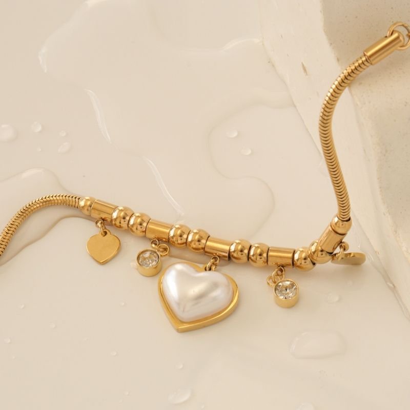 Pulseira Coração Charm em Aço Inox (Linha Premium)