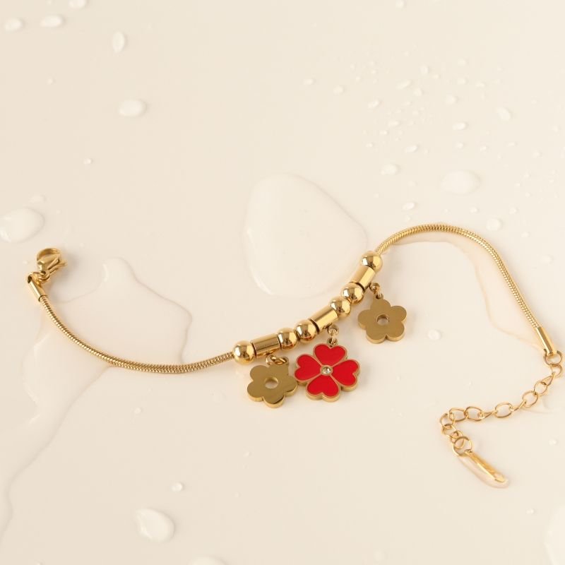 Pulseira Estilo Pandora Flor em Aço Inox (Linha Premium)