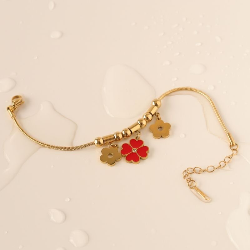 Pulseira Estilo Pandora Flor em Aço Inox (Linha Premium)