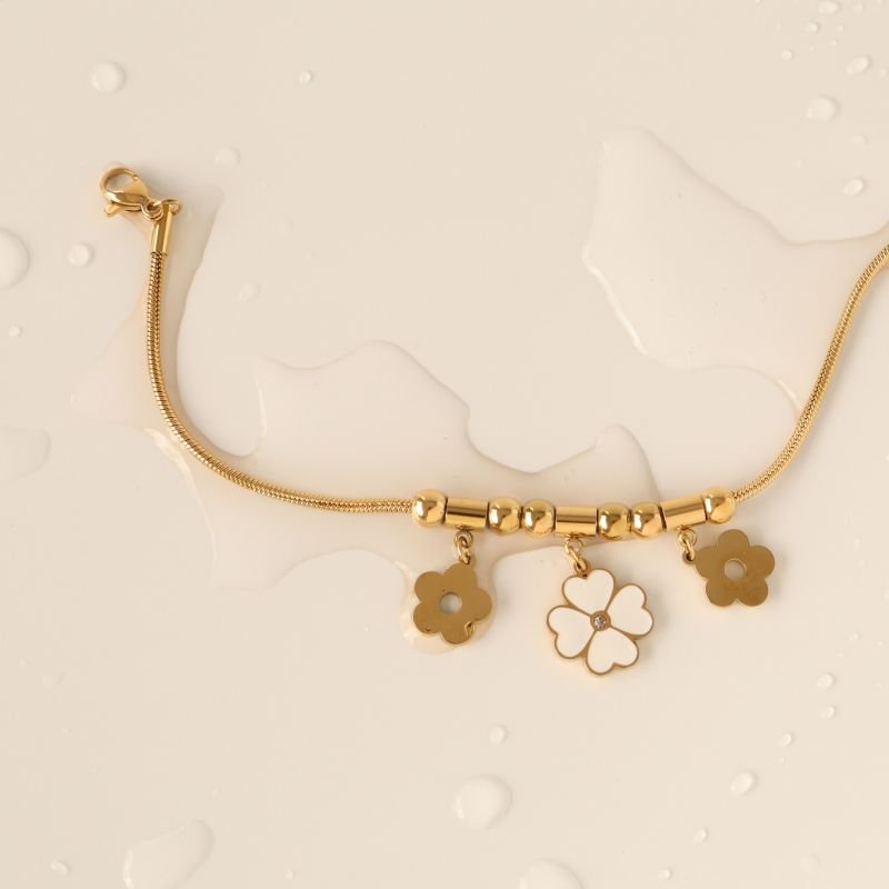 Pulseira Estilo Pandora Flor em Aço Inox (Linha Premium)