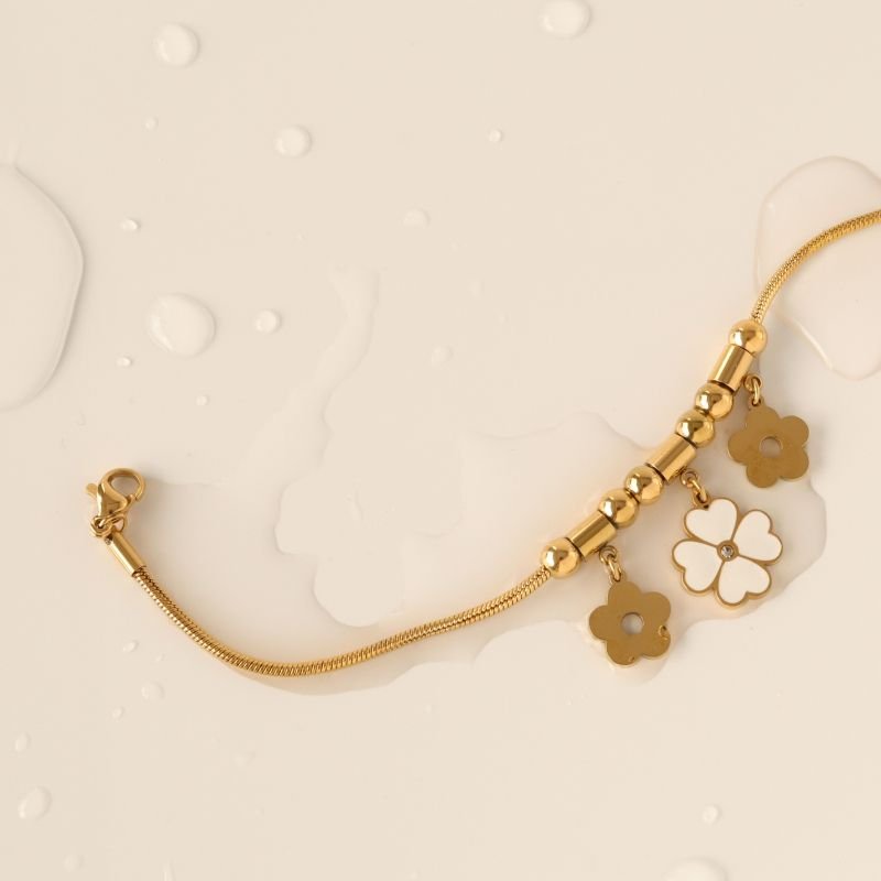 Pulseira Estilo Pandora Flor em Aço Inox (Linha Premium)