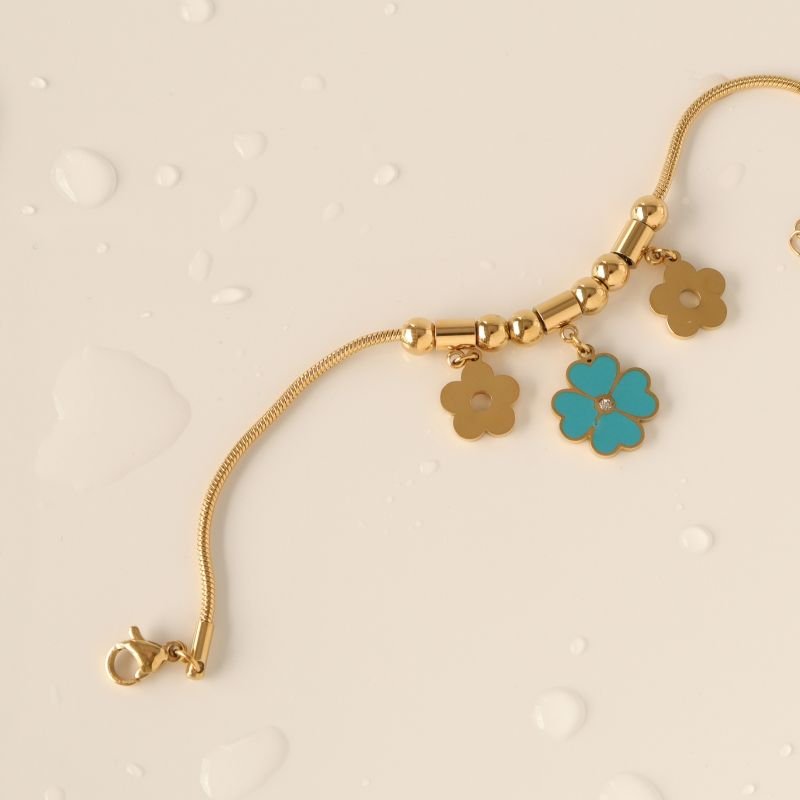 Pulseira Estilo Pandora Flor em Aço Inox (Linha Premium)