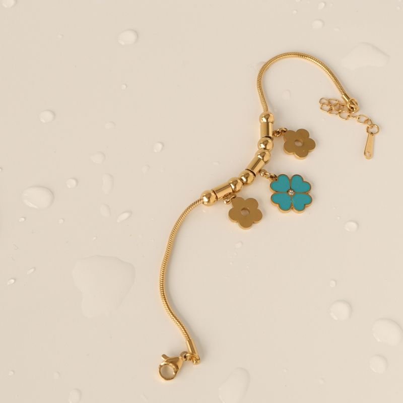 Pulseira Estilo Pandora Flor em Aço Inox (Linha Premium)