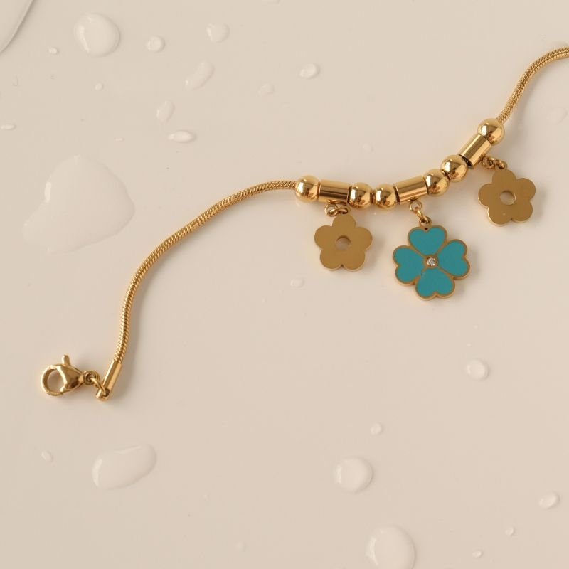 Pulseira Estilo Pandora Flor em Aço Inox (Linha Premium)