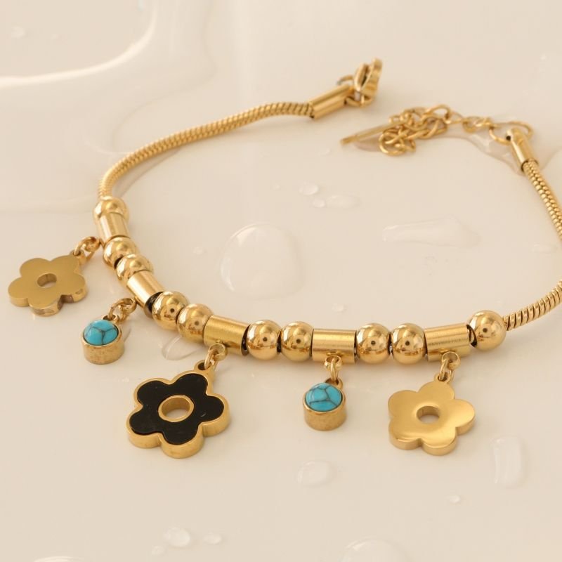 Pulseira Estilo Pandora Flor em Aço Inox (Linha Premium)