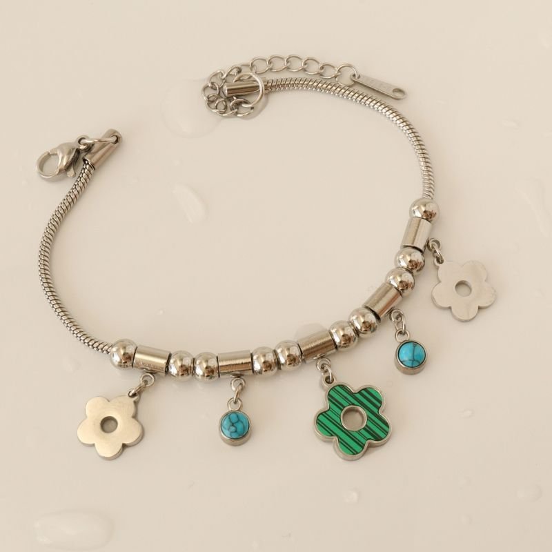 Pulseira Estilo Pandora Flor em Aço Inox (Linha Premium)