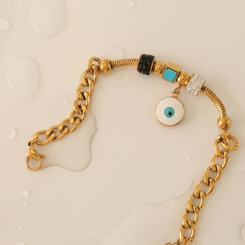 Pulseira Proteção & Charme Estilo Pandora em Aço Inox (Linha Premium)