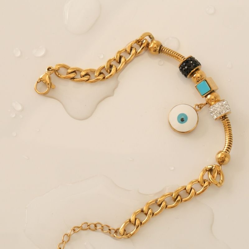 Pulseira Proteção & Charme Estilo Pandora em Aço Inox (Linha Premium)