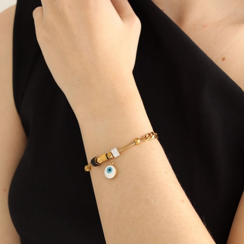 Pulseira Proteção & Charme Estilo Pandora em Aço Inox (Linha Premium)