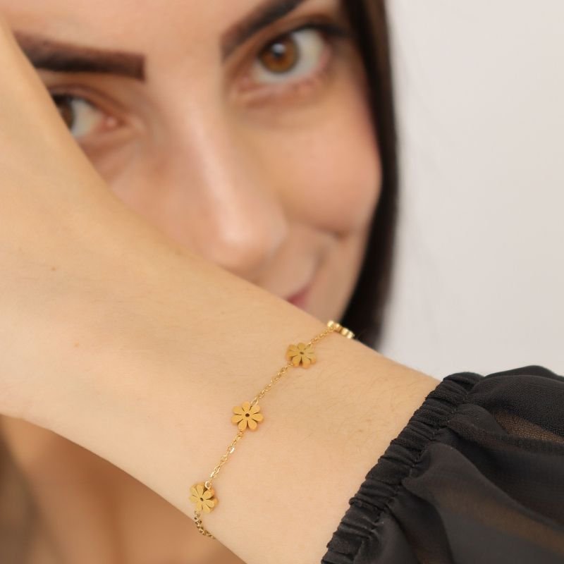 Pulseira Flor Delicada em Aço Inox (Linha Premium)