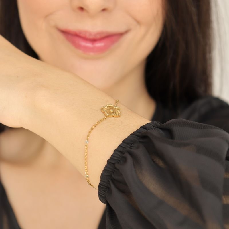 Pulseira Flor em Aço Inox