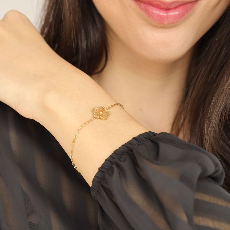 Pulseira Flor em Aço Inox