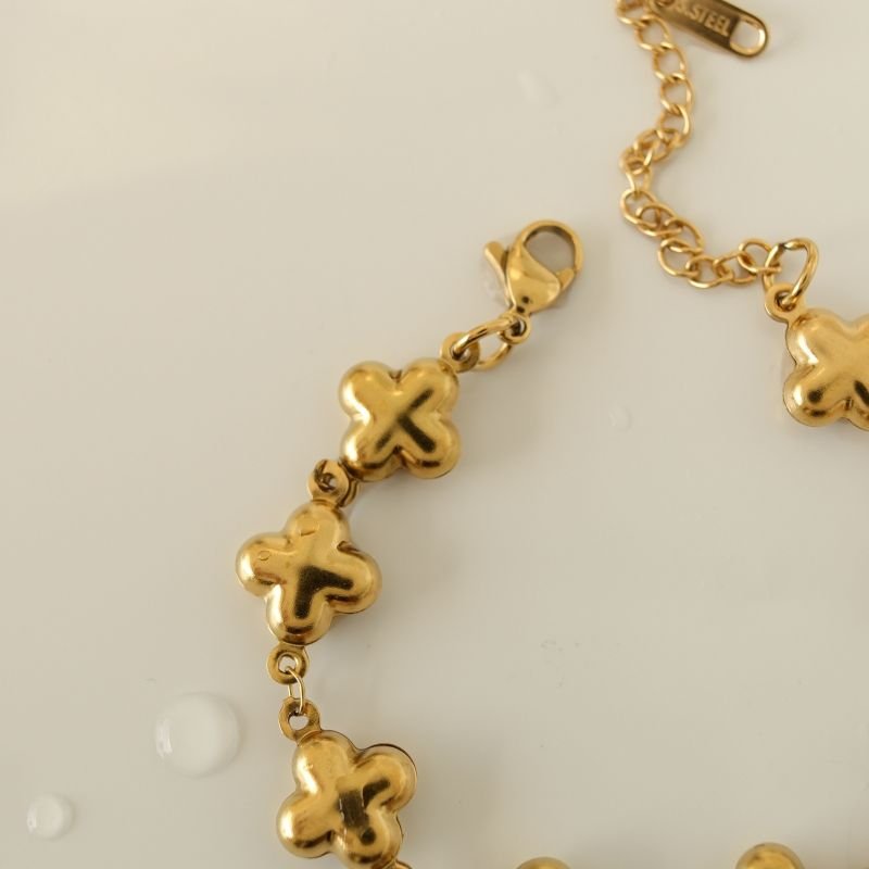 Pulseira Inspiração Van Cleef em Aço Inox (Trevo 3D com interior leve, não Maciço)