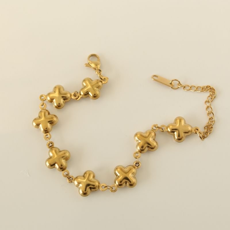 Pulseira Inspiração Van Cleef em Aço Inox (Trevo 3D com interior leve, não Maciço)