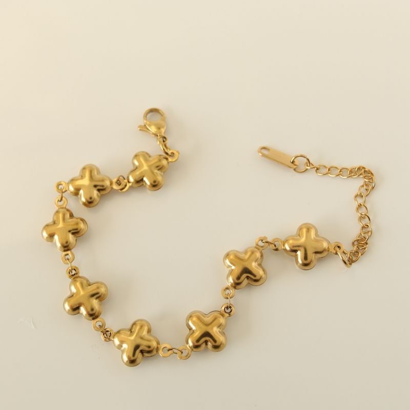 Pulseira Inspiração Van Cleef em Aço Inox (Trevo 3D com interior leve, não Maciço)