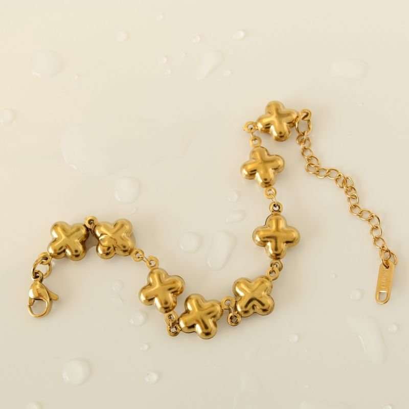 Pulseira Inspiração Van Cleef em Aço Inox (Trevo 3D com interior leve, não Maciço)