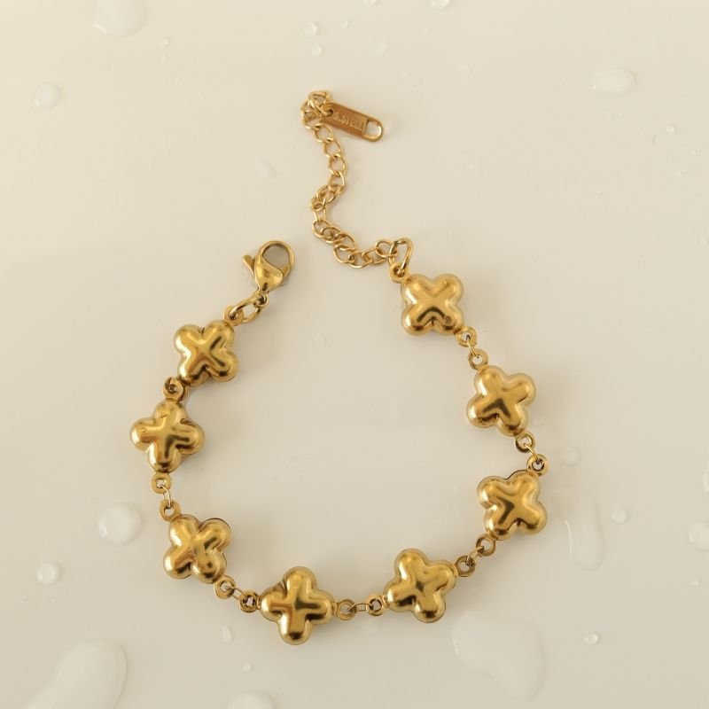 Pulseira Inspiração Van Cleef em Aço Inox (Trevo 3D com interior leve, não Maciço)