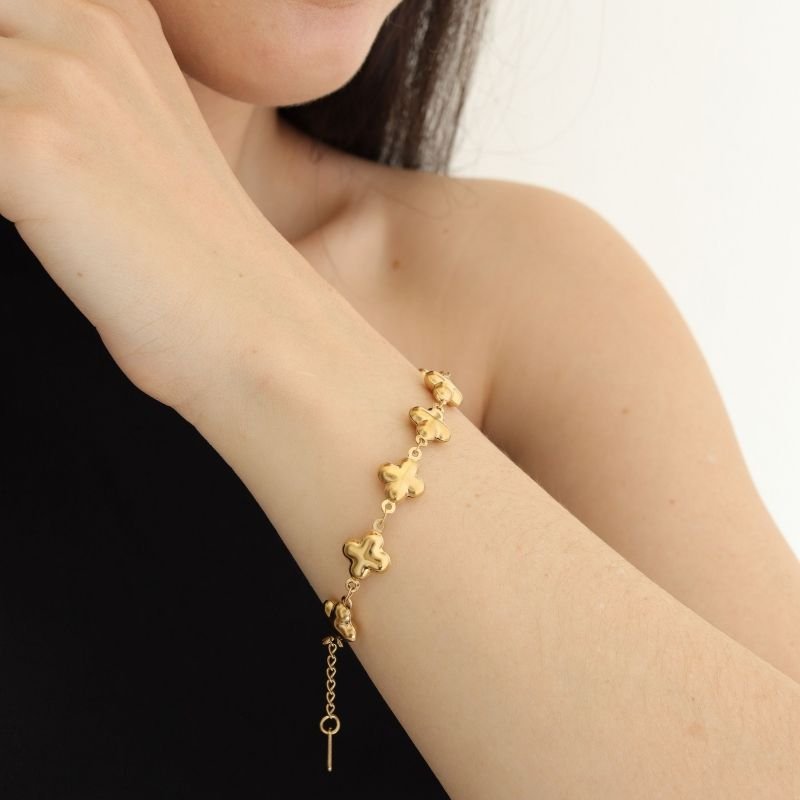 Pulseira Inspiração Van Cleef em Aço Inox (Trevo 3D com interior leve, não Maciço)