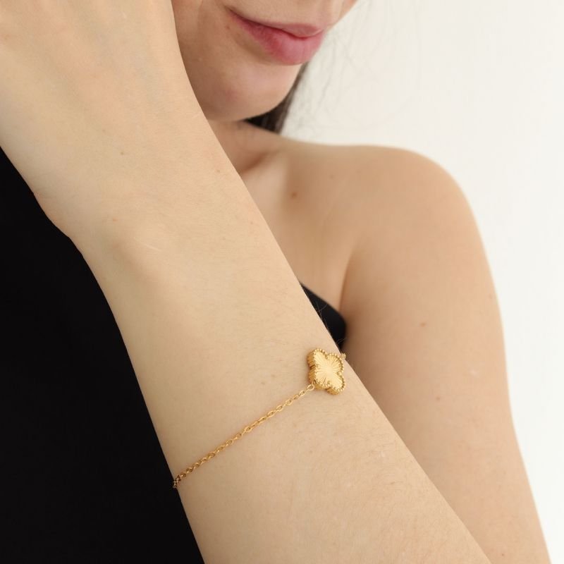 Pulseira Inspiração Van Cleef Minimalista em Aço Inox