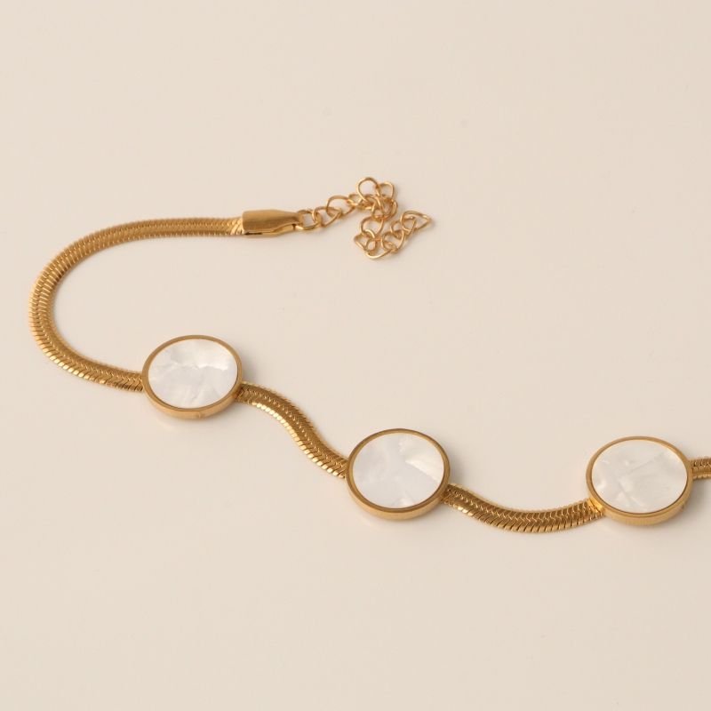 Pulseira Laminada com Pedrinhas em Aço Inox (Linha Premium)