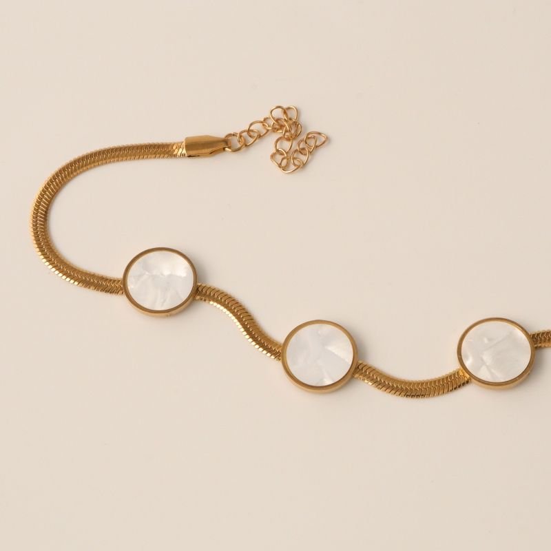 Pulseira Laminada com Pedrinhas em Aço Inox (Linha Premium)