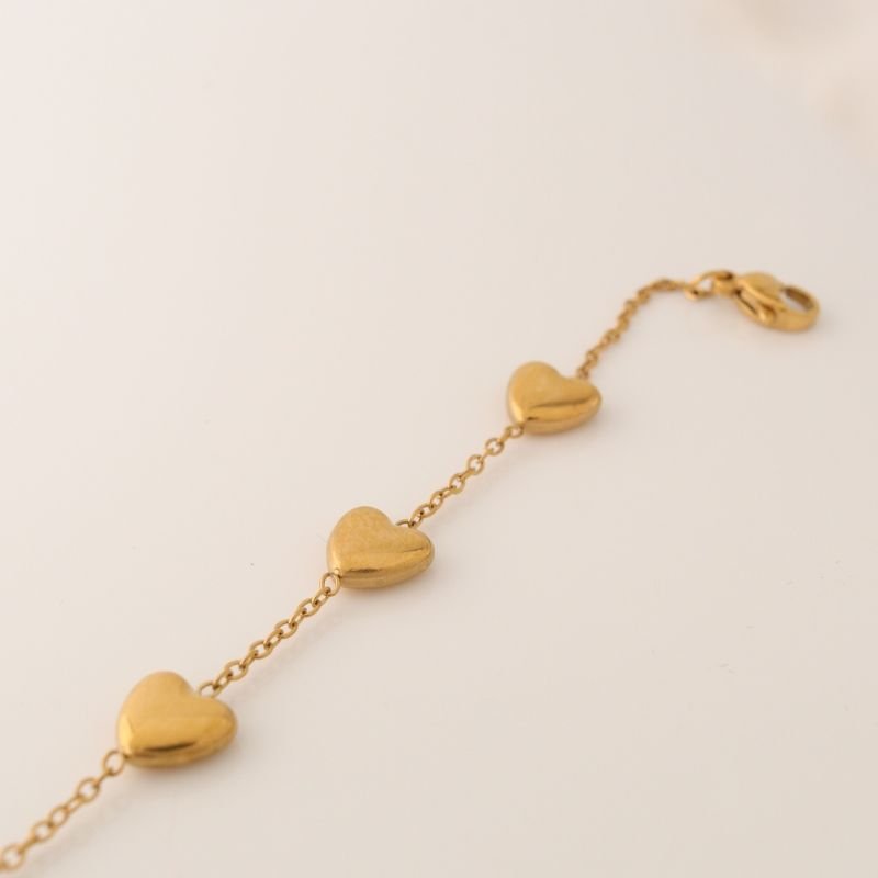 Pulseira Love Corações em Aço Inox