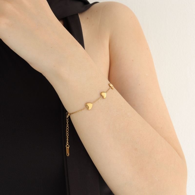 Pulseira Love Corações em Aço Inox