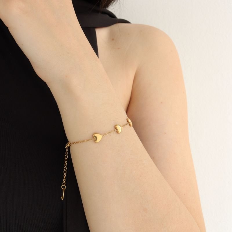 Pulseira Love Corações em Aço Inox