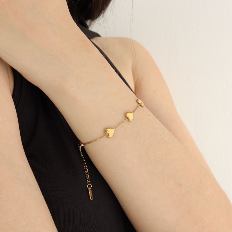 Pulseira Love Corações em Aço Inox